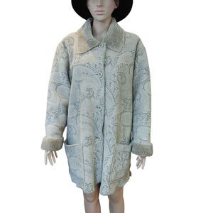 Coldwater Creek Faux Fur Womens XL Grannycore Soft Lined Overcoat Jacket White